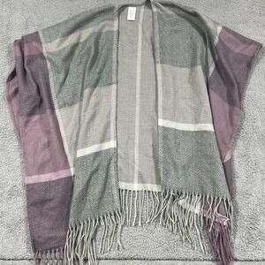 WOOLRICH Womens Pink Grey  Plaid Blanket WRAP Cozy One Size